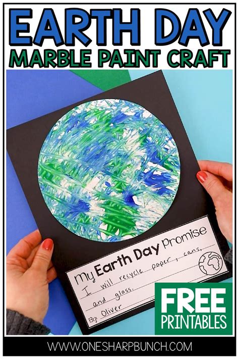 Marble Painted Earth Day Craft and Writing Prompt | Earth day projects ...