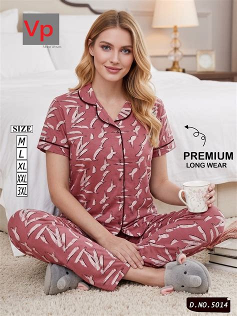 2703 Design 5014 Vp Hosiery Cotton Collar Night Suits Supplier India ...