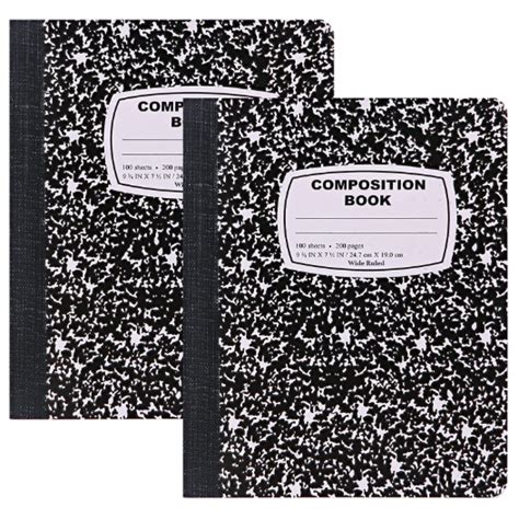 Marble Composition Notebook Wide Ruled Black and White Composition ...