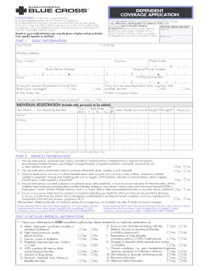 Fillable Online DEPENDENT COVERAGE APPLICATION - Saskatchewan Blue ...