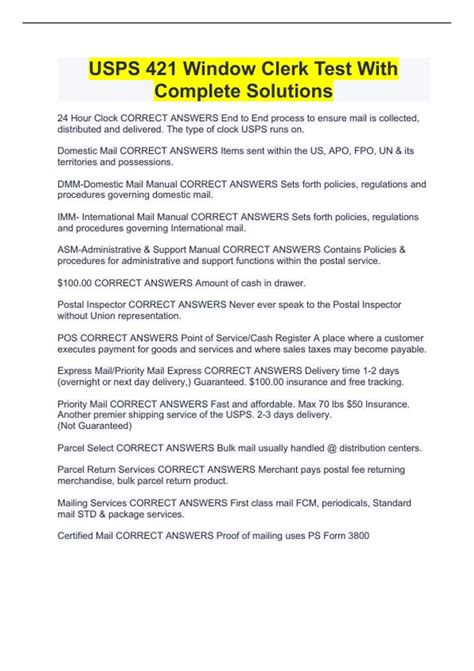 Image result for USPS Window Clerk Practice Test