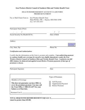 Fillable Online HRA Premium Payment Form - Iron Workers District ...
