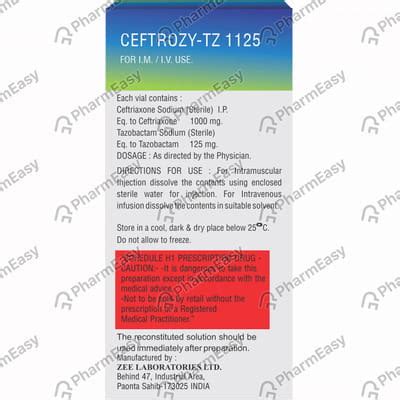 Buy Ceftrozy Tz 1125mg Dry Vial Of 1 Powder For Injection Online at ...