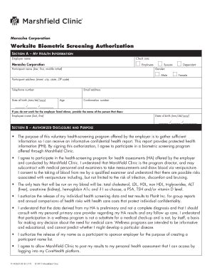 Fillable Online concerthealth Worksite Biometric Screening ...
