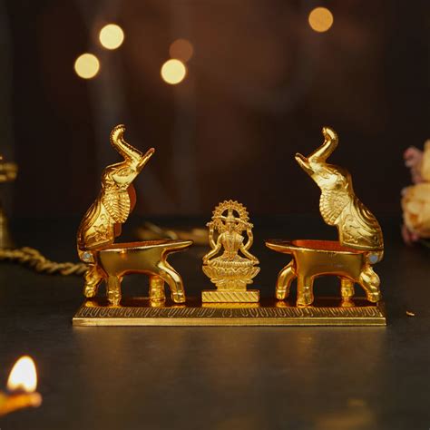 Mata Lakshmi and Elephant Design Kumkum Box 2.5 inch – ServDharm
