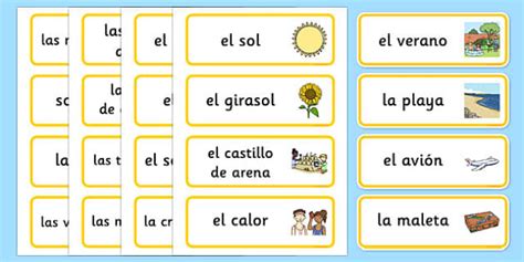 Tarjetas de vocabulario de verano - Las estaciones