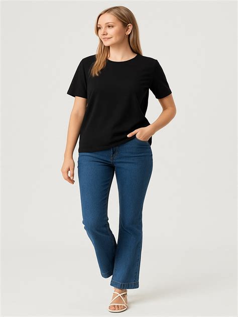Women Solid Round Neck Cotton T-shirt – GABStore