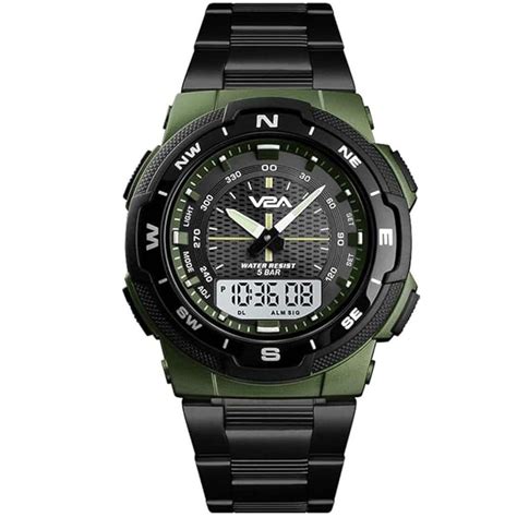 V2A Analogue Digital Men's Watch Black-Green – LX INDIA