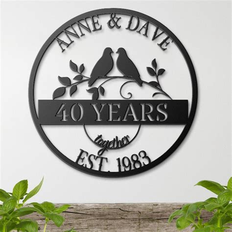 40th Wedding Anniversary Gift, Anniversary Sign, Doves Metal Sign, Ruby ...