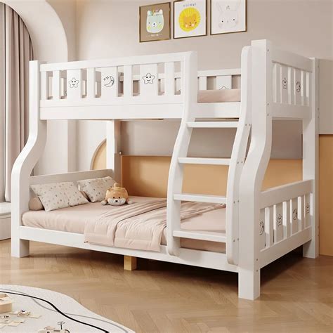 Premium White Kids Bunk Bed with Bookshelf & Ladder