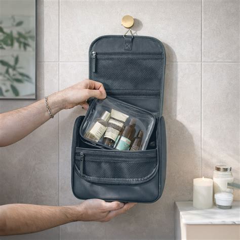 Stackers Hanging Travel Washbag Large - Blue Canvas