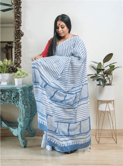 Neelakshi Saree | Batik Print Handloom Cotton Saree | Prathaa