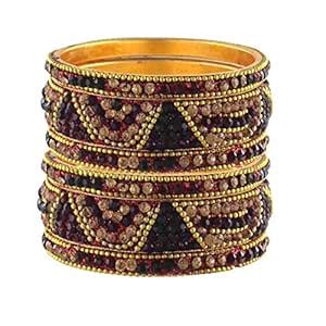 Buy Kalyani Covering Maroon Colour Metal Bangle Set for Girls and Women ...