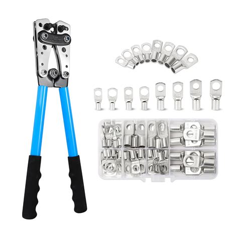 Buy HKS Battery Cable Lug Crimping Tool 10-1 AWG with 60Pcs Copper Ring ...