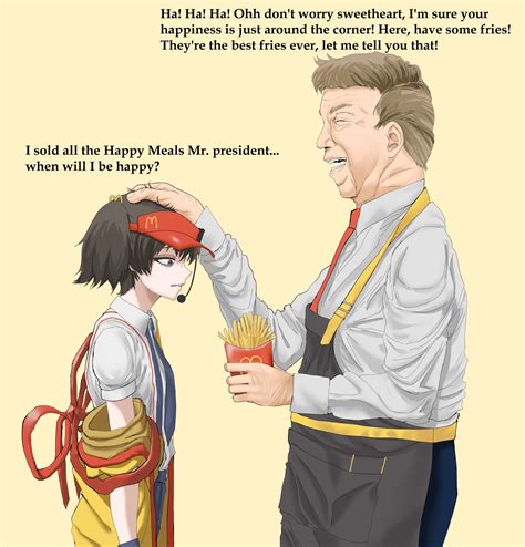 alisa, double cheese, and donald trump (girls und panzer and 2 more) drawn by pokoooo ...