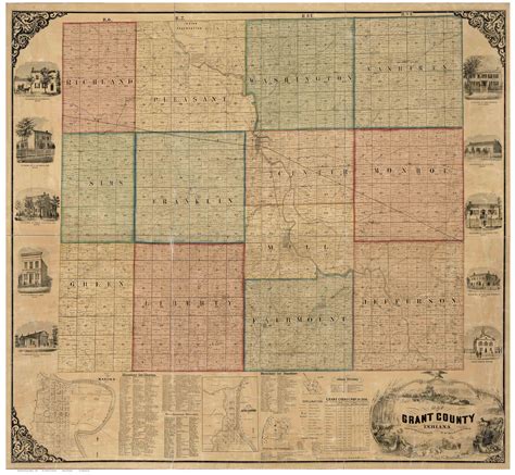 Grant County, Indiana 1861 - Old Map Reprint - OLD MAPS