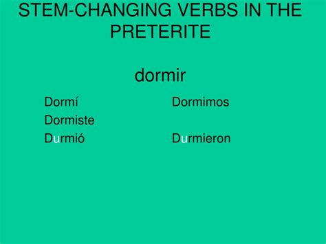 PPT - STEM-CHANGING VERBS IN THE PRETERITE PowerPoint Presentation ...