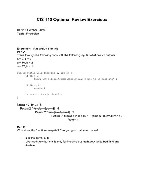 Image result for Tracing Recursion Worksheet