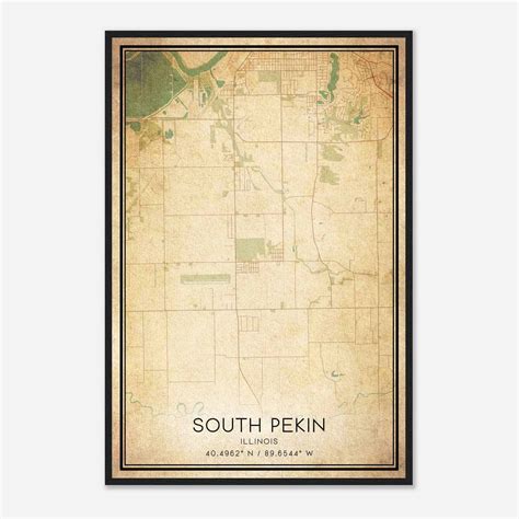 Vintage South Pekin Illinois Map Poster, South Pekin IL City Road Wall Art Print - Custom Maps ...