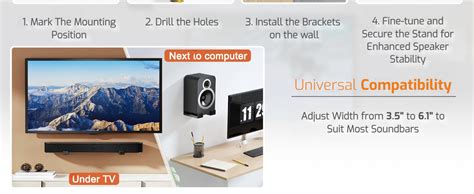 Hoss® Soundbar Stand Wall Mount - Universal Dual Bracket for Most ...