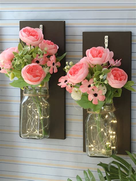 Buy | Transparent & Pink 2 Pieces Artificial Flower Wall Decor | Tied ...