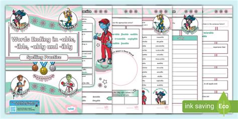 Words Ending in -able, -ible, -ably and -ibly KS2 Spelling