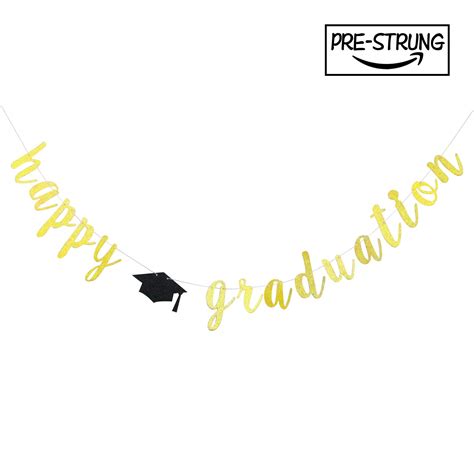 Buy Gold Glitter Happy Graduation Banner - High School/College Graduate ...