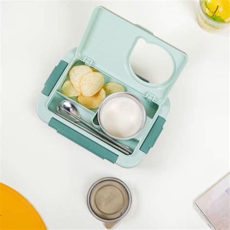 Lunch Box With 2 Sections Green 800ml Online - Premium Lunch Box | Nestasia