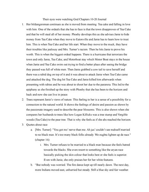 Their eyes were watching God Chapters 10 - One of the ordeals that she ...