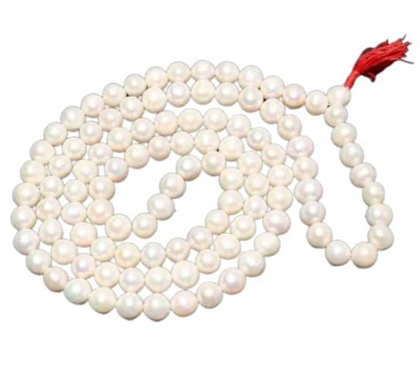 AstroCart Natural Pearl Moti Mala 7mm Round 108 Beads साउथ सी पर्ल|मोती ...