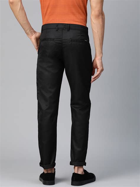 DENNISON Men Black Smart Tapered Fit Solid Regular Trousers – Dennison ...