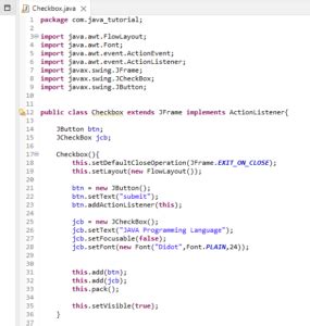 Image result for Code for Checkbox Java