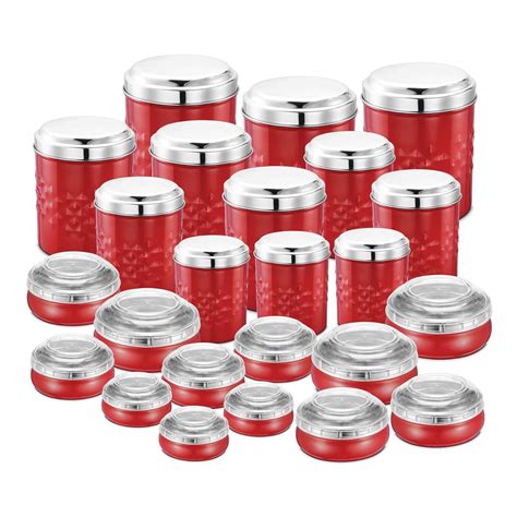 Buy JENSONS Stainless Steel Progetto Series 24 Pcs Set- 12 Pcs Canister ...