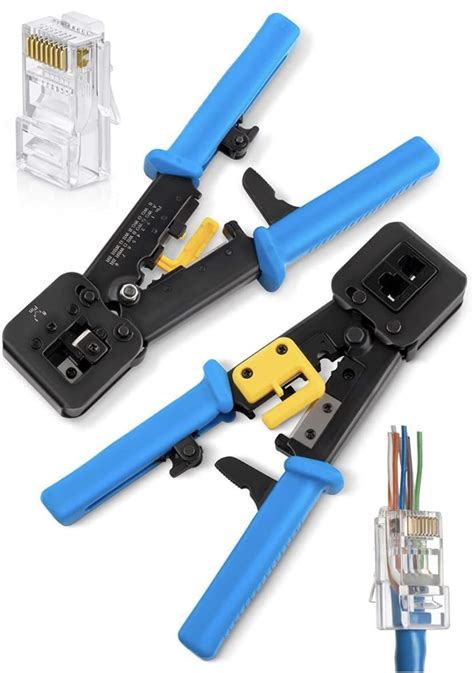 Ganix Heavy Duty Crimping Tool for Pass Through Connector RJ11 and RJ45 ...