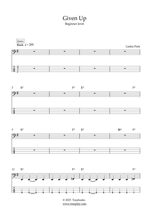 Given Up (Beginner Level) (Linkin Park) - Bass Tabs