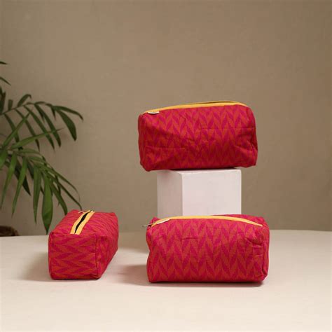 Pink Handcrafted Fabric Toiletry Bags
