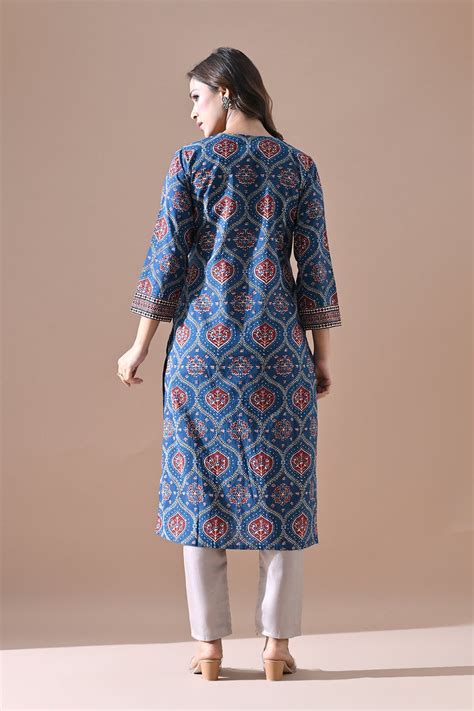 Blue Printed Kurta – SABHYATA CLOTHING
