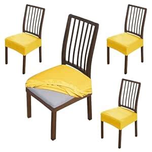 HOKIPO Jacquard Dining Chair Seat Cover, Stretch Fitted, Removable ...