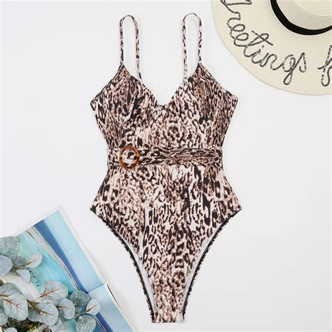 Tejiojo Women's Swimsuit Clearance,2024 Women Sexy Leopard Print Belt ...
