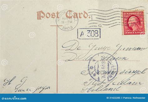 Vintage Postcard With American Postage Stamp And Address In Rott ...
