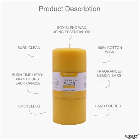 Buy HOSLEY Set of 2 Lemon Bar Scented Pillar Candles from Hosley at ...