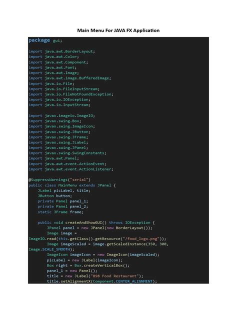 Image result for Java GUI Menu
