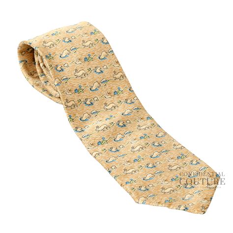 Shop pre-loved Hermès Rabbit Figure Libre Silk Tie 100% authentic ...