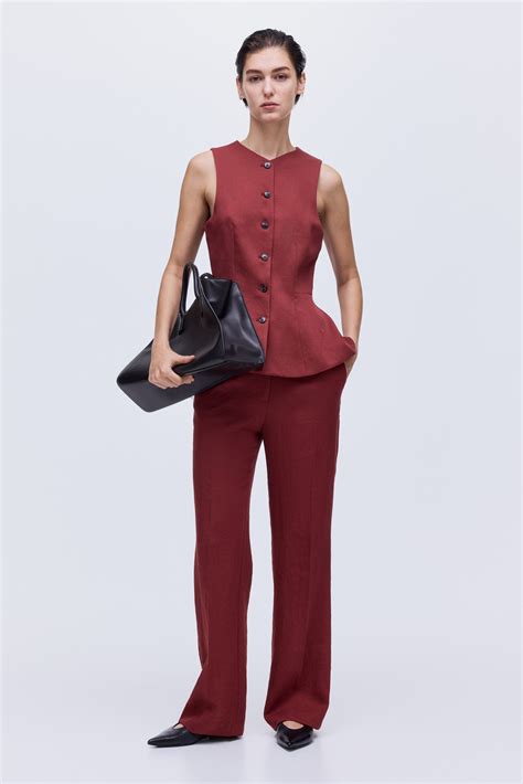 Peplum waistcoat - Dark red - Ladies | H&M IN