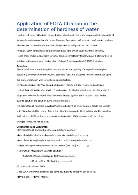 Complexometric titration 2 ( continuation) - Application of EDTA ...
