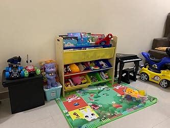 Homesmiths Engineered Wood Toy Organizer with Book Rack,Glossy Finish ...
