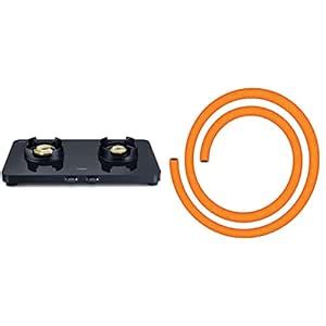 Prestige Edge Schott Glass 2 Burner Gas Stove, Black + Prestige LPG ...