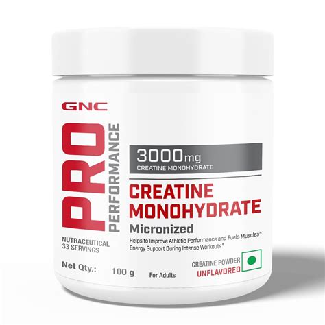 GNC Pro Performance Creatine Monohydrate, (Unflavoured, 100 grams ...