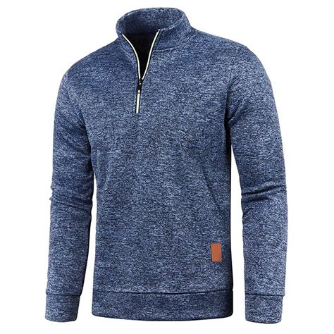 Mens 1/4 Zip Pullover Fleece Sweatshirt for Men Stand Collar Quarter ...