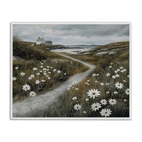 Stupell Industries Serene Coastal Cottage Path White Framed Giclee Art ...